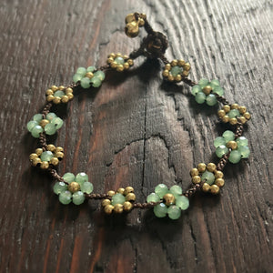 'Bead Love' Flower Design Anklet (Mint Green)