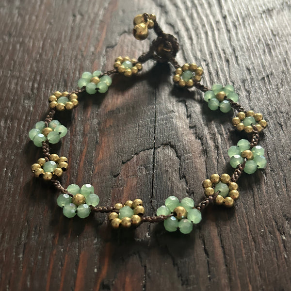 'Bead Love' Flower Design Anklet (Mint Green)