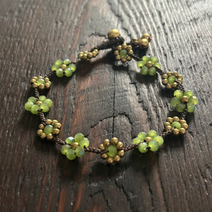 'Bead Love' Flower Design Anklet (Bright Green)