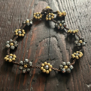 'Bead Love' Flower Design Anklet (Grey)