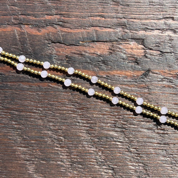 'Bead Love' 2 Strand Anklet (Light Pink)