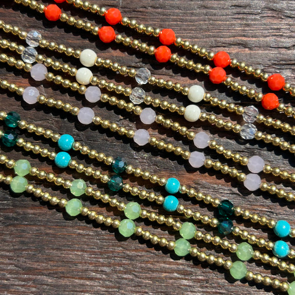 'Bead Love' 2 Strand Anklet (White & Clear)