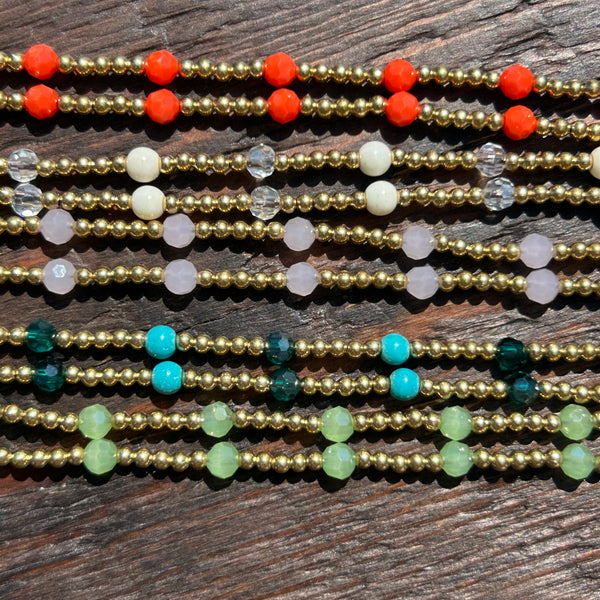 'Bead Love' 2 Strand Anklet (White & Clear)