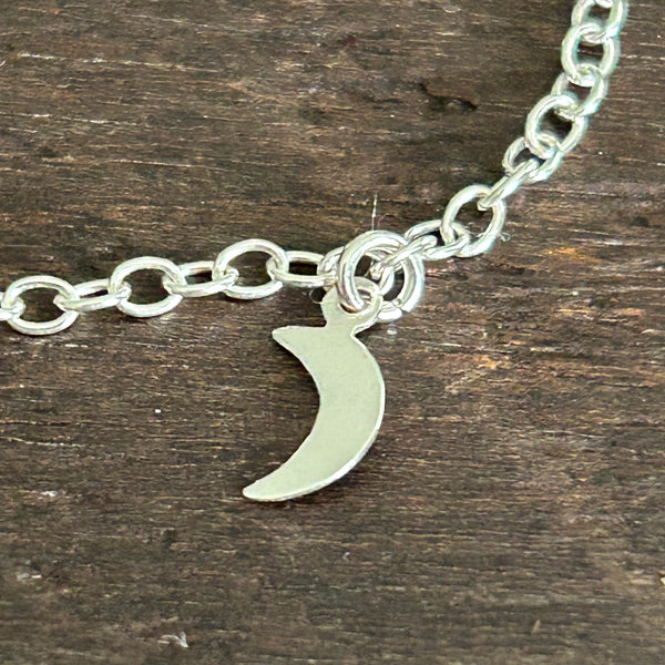 Sterling Silver Anklet - Crescent Moon Charms