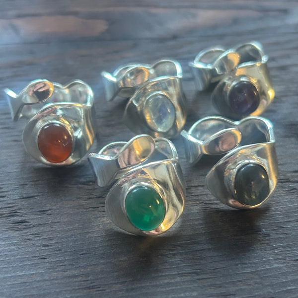 Stylish Adjustable Sterling Silver Ring - Labradorite