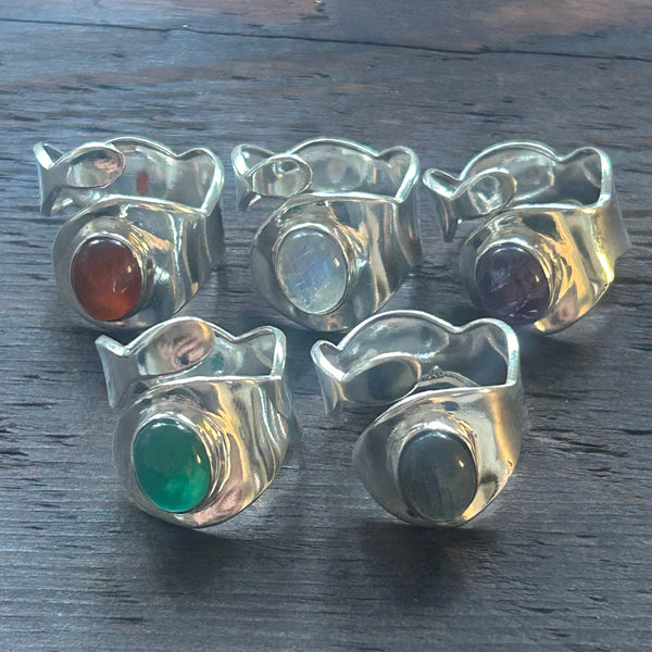 Stylish Adjustable Sterling Silver Ring - Labradorite