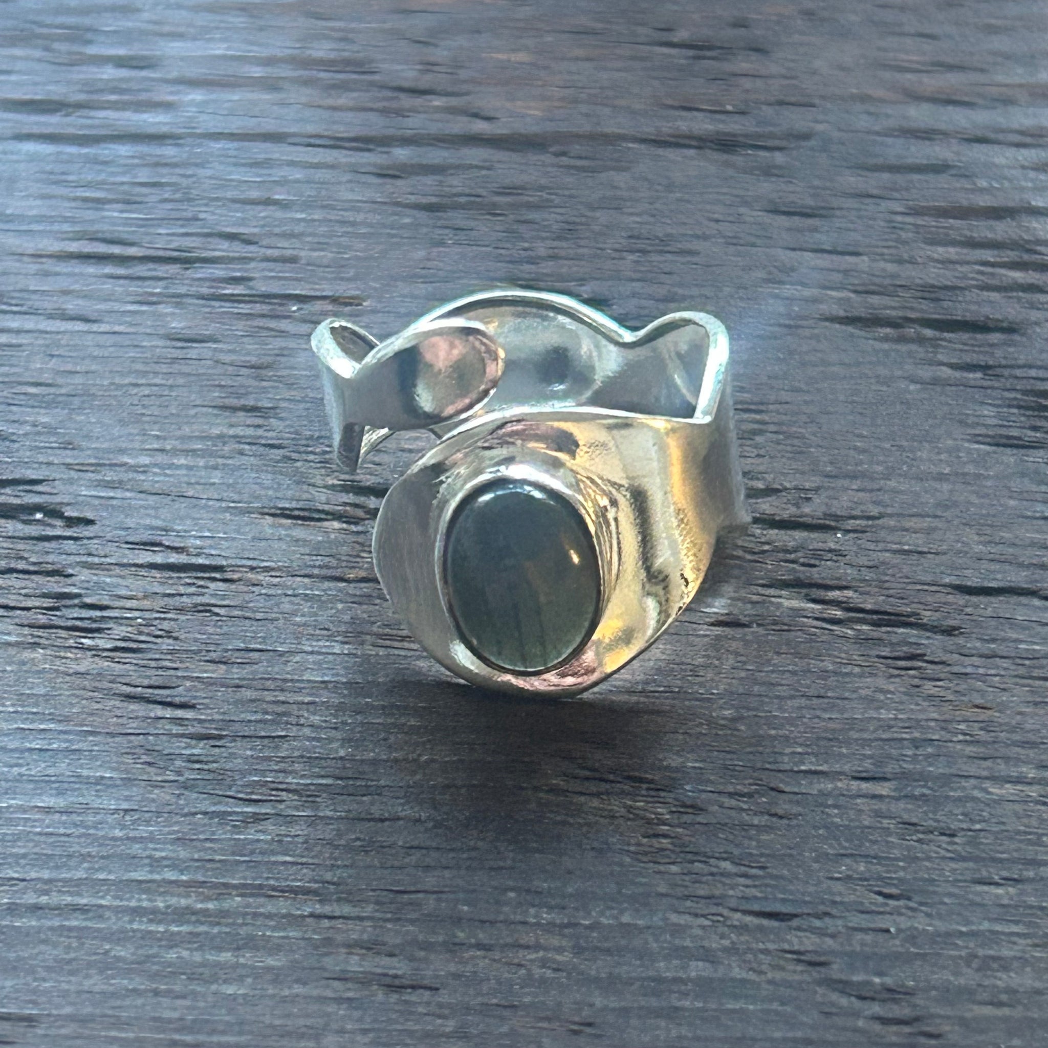 Stylish Adjustable Sterling Silver Ring - Labradorite