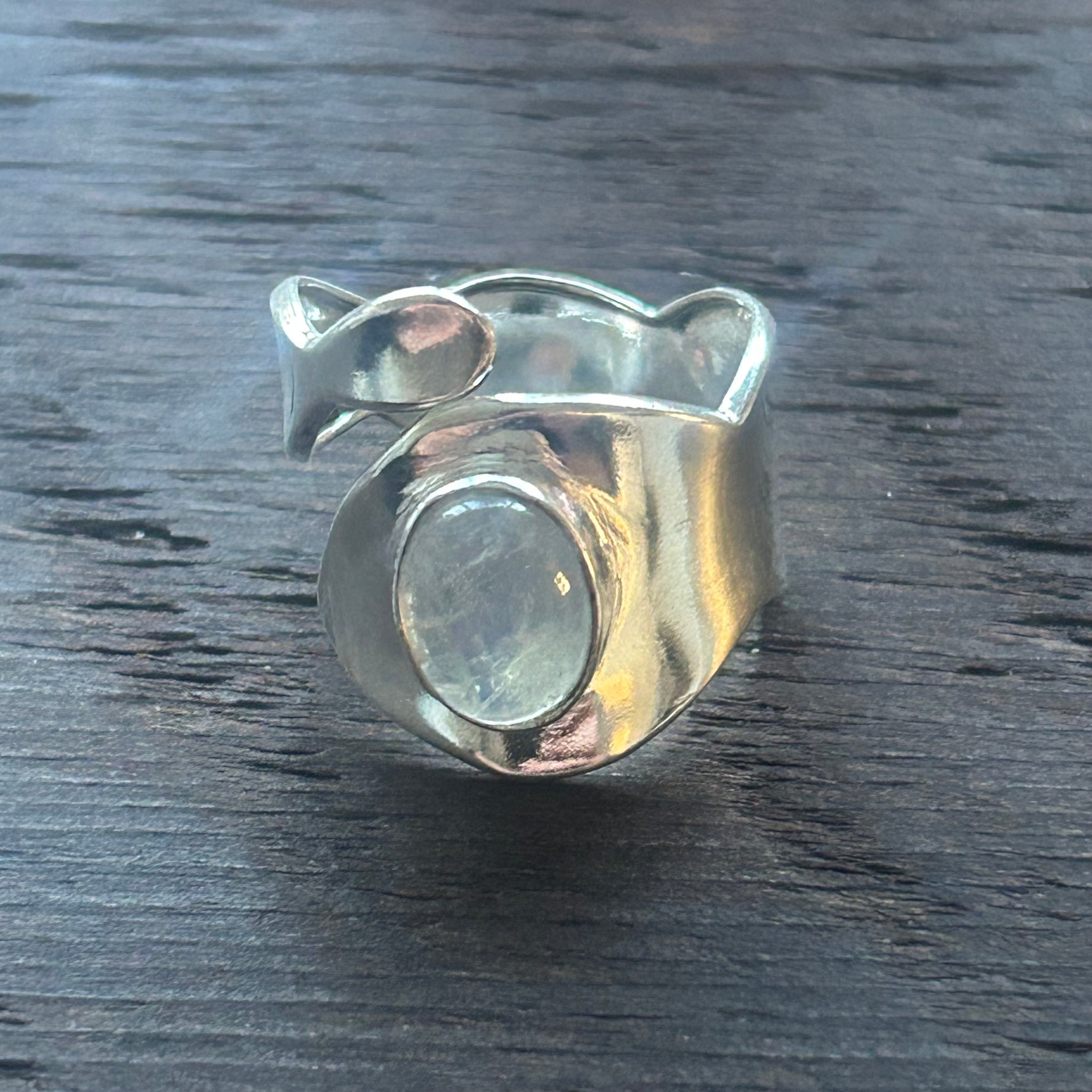 Stylish Adjustable Sterling Silver Ring - Moonstone