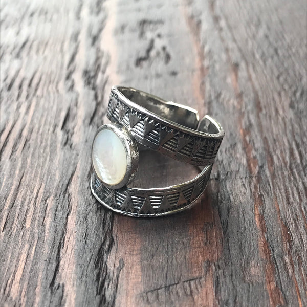 Mexica Sterling Silver & Mother of Pearl Ring