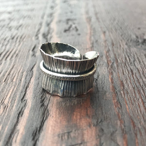 'Karen Hill Tribe' Etched Ring with Central Overlay Band