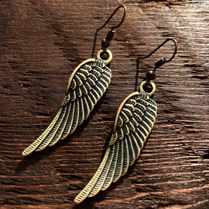 ‘Brass-Works' Wing Design Drop Earrings