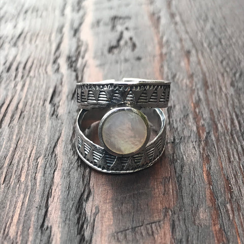 Mexica Sterling Silver & Mother of Pearl Ring