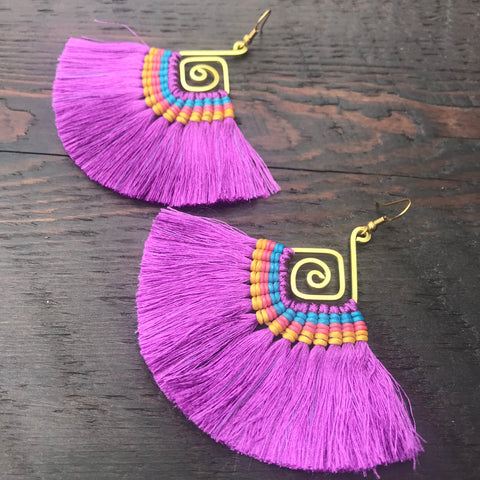 Handmade Tassel & Abstract Spiral Earrings