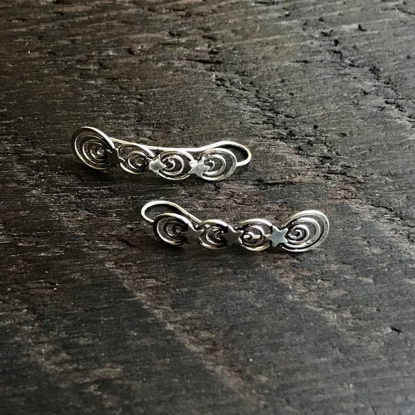 Sterling Silver 'Circles & Stars' Ear Climbers