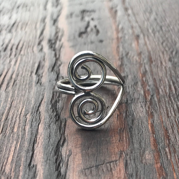 Spiral Abstract Design Sterling Silver Ring