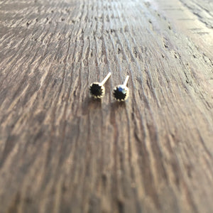 Cubic Zirconia Sterling Silver Studs - Jet