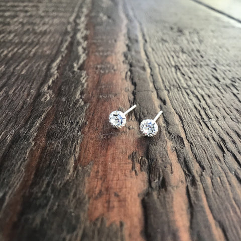 Cubic Zirconia Sterling Silver Studs - Crystal