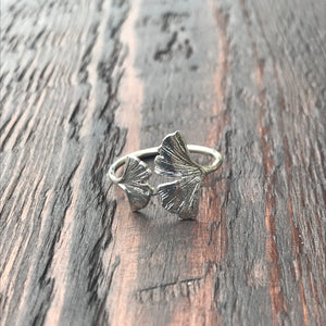 Gingko Leaf Sterling Silver Ring