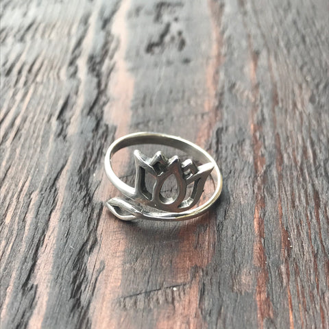 Lotus Flower Sterling Silver Ring