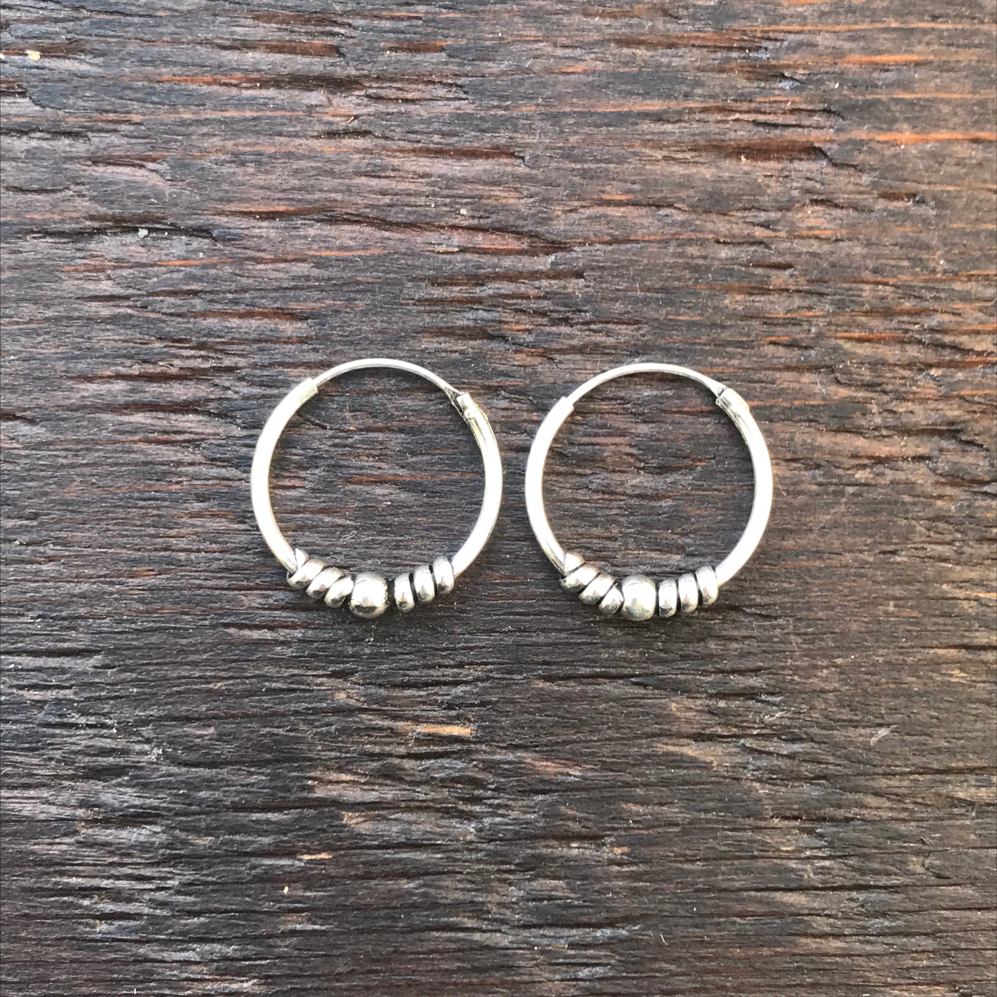 Sterling Silver Balinese Hoop Earrings
