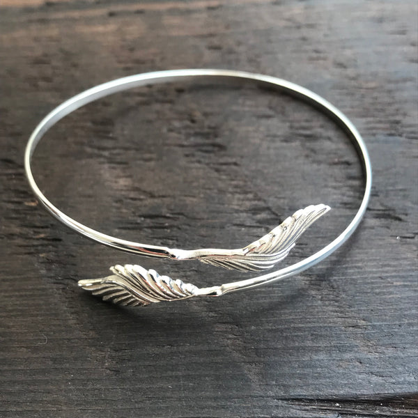 'Wings' Design Sterling Silver Cuff Bangle