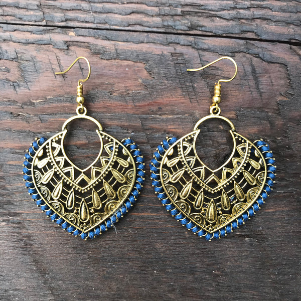 ‘Ethnic Vibes’ Heart Shaped Ethnic Design Statement Earrings