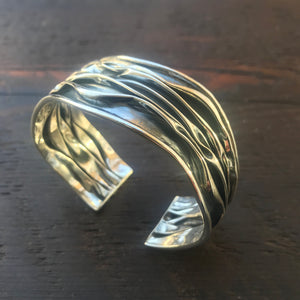 'Rocks' Wave Sterling Silver Cuff Bangle