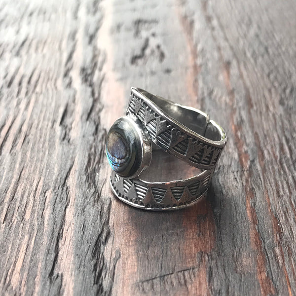 Mexica Sterling Silver & Abalone Shell Ring