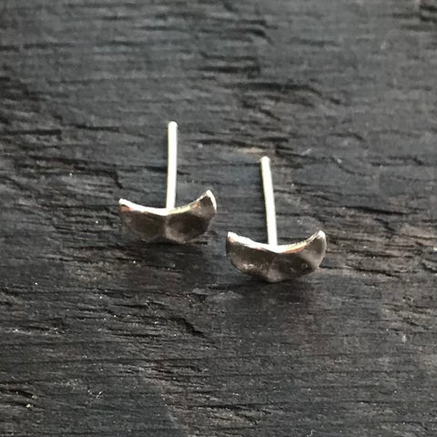Sterling Silver 'Hammered Moon' Stud Earrings
