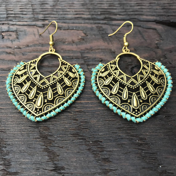 ‘Ethnic Vibes' Heart Shaped Ethnic Design Statement Earrings