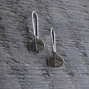 'Leaf Loop' Sterling Silver Drop Earrings