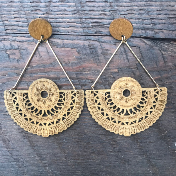 'El Bosque' Native American Design Mandala Earrings (Brown)