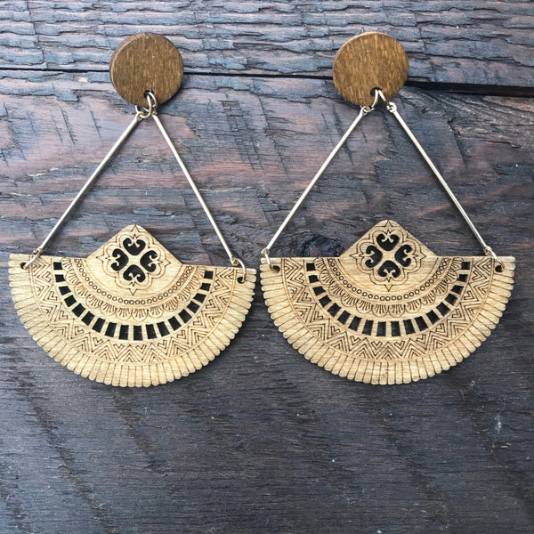 ‘El Bosque' Apache Native American Design Mandala Earrings (Brown)