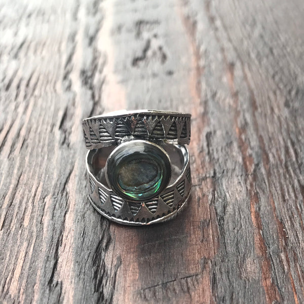 Mexica Sterling Silver & Abalone Shell Ring