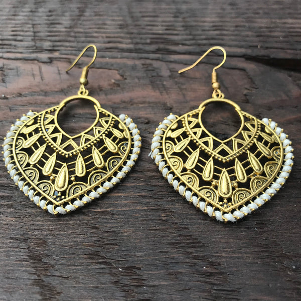‘Ethnic Vibes' Heart Shaped Ethnic Design Statement Earrings