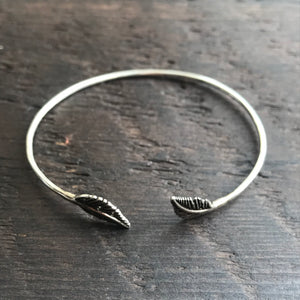 'Leaf' Design Sterling Silver Cuff Bangle