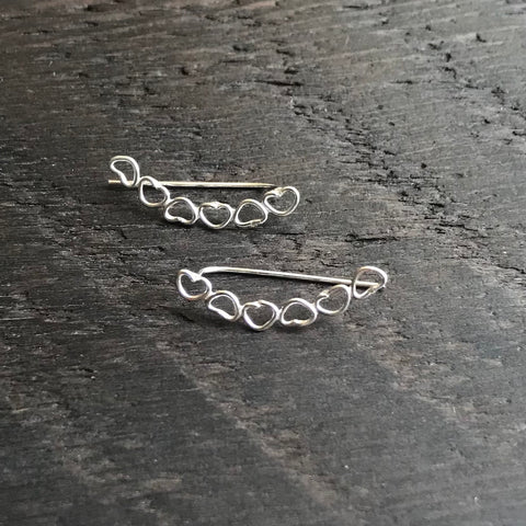 Sterling Silver 'Hearts' Ear Climbers