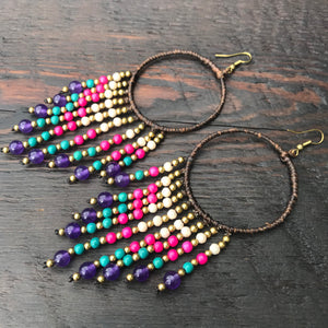 'Bead Love' Handmade Hoop & Bead Strand Earrings