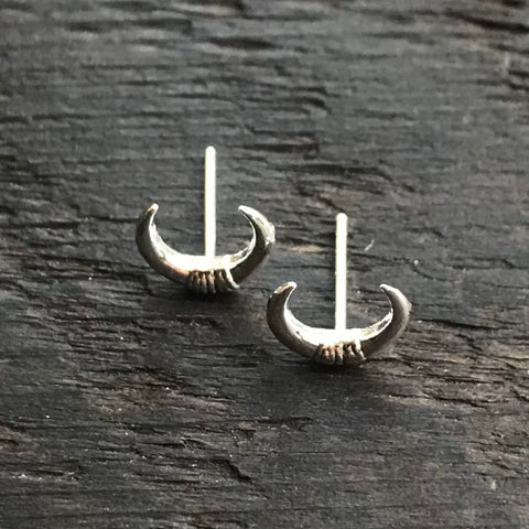 Sterling Silver 'Horns' Stud Earrings
