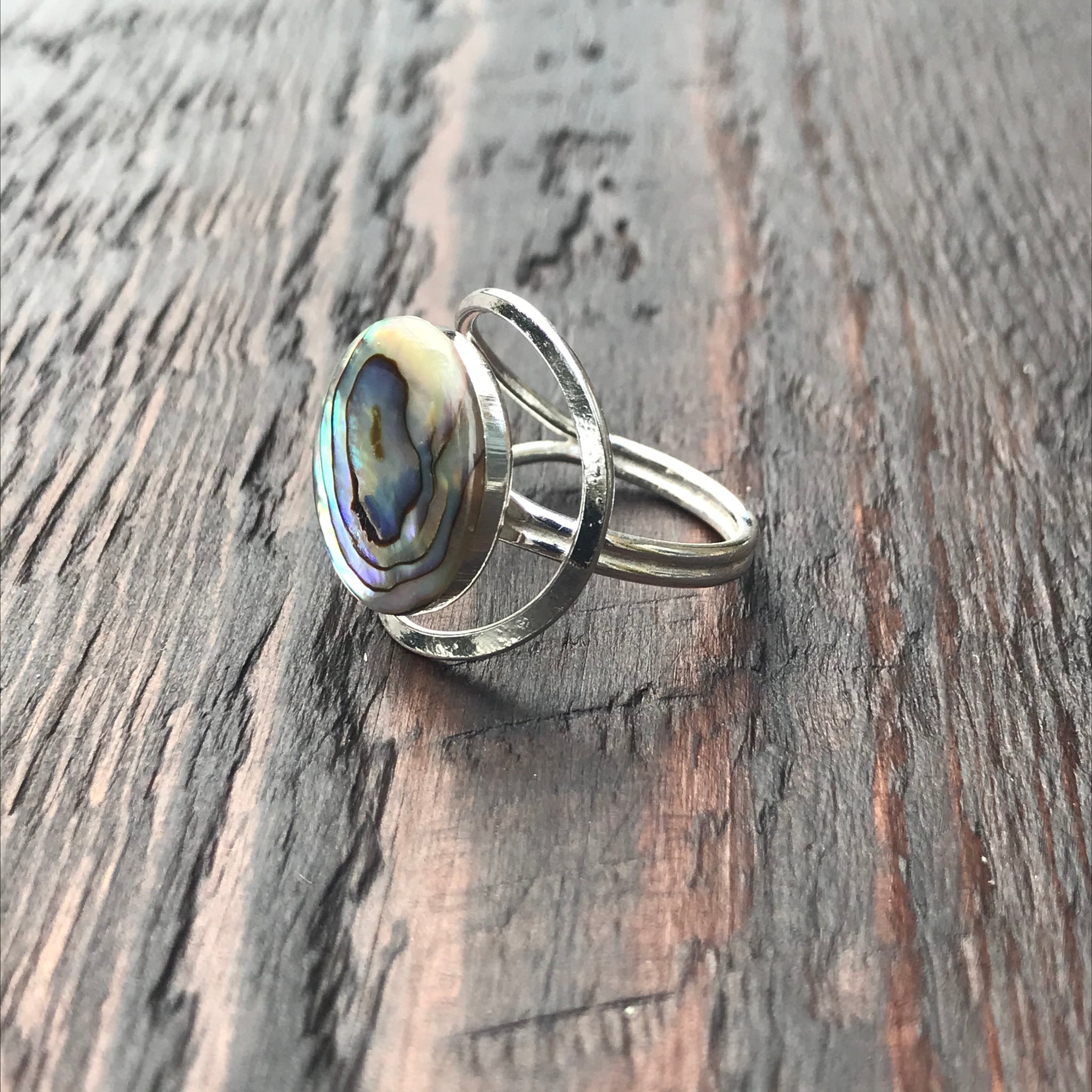 Abalone Shell Abstract Design Setting Sterling Silver Ring