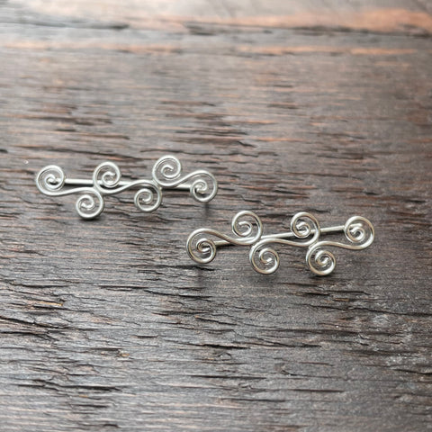 Sterling Silver 'Waves' Ear Climbers