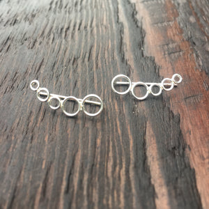 Sterling Silver 'Concentric Circles' Ear Climbers