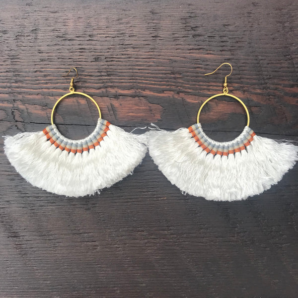 Handmade Fan Shape Tassel Earrings
