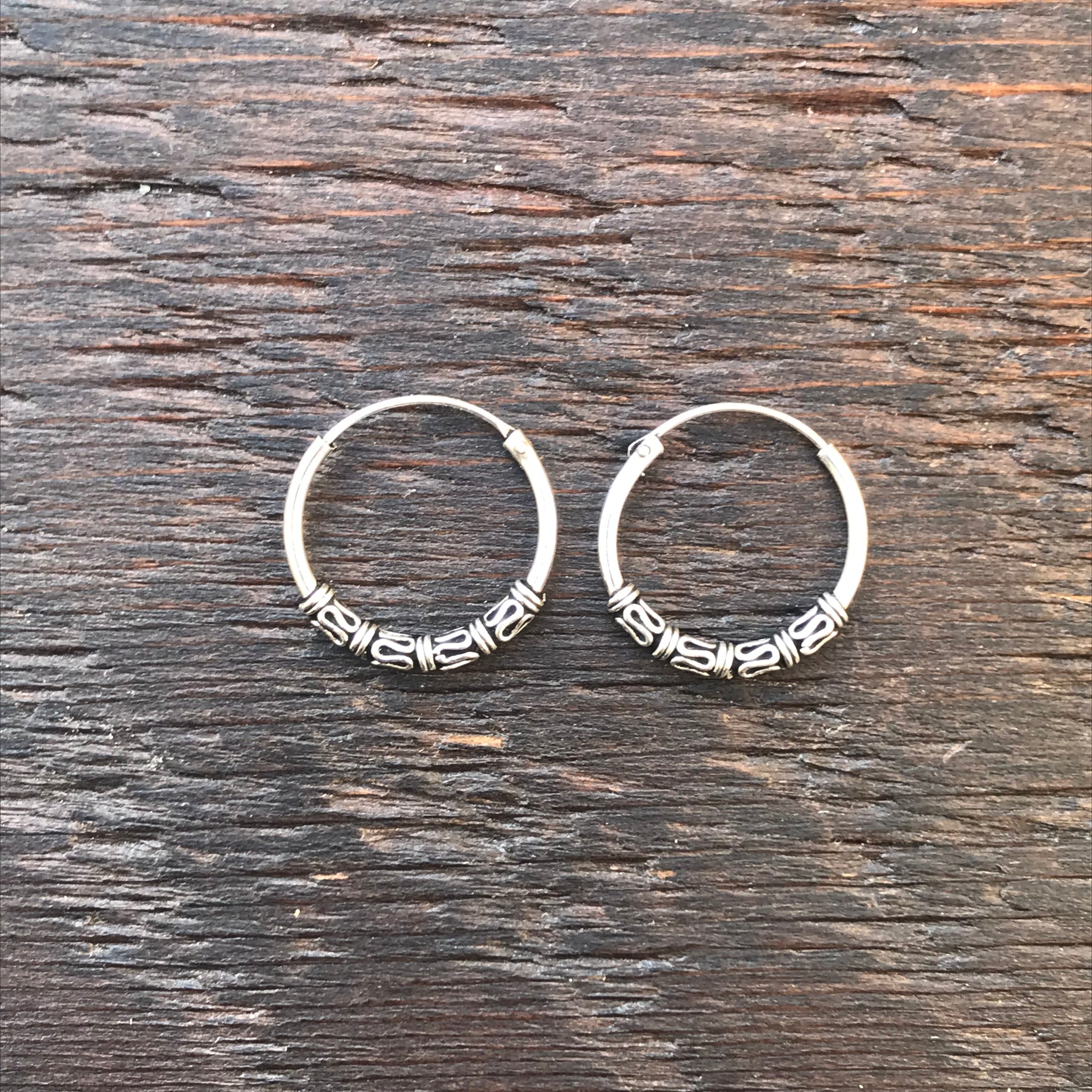 Sterling Silver Balinese Hoop Earrings 460