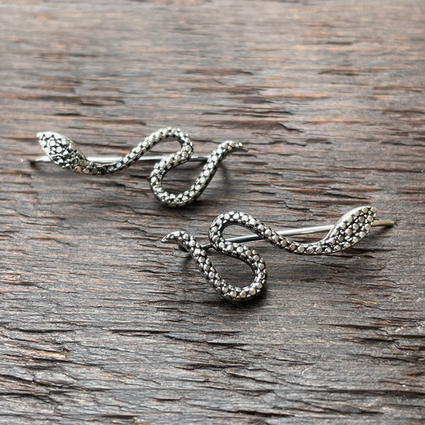Sterling Silver 'Snake' Ear Climbers