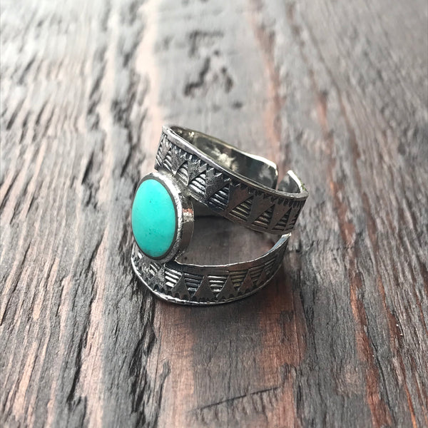 Mexica Sterling Silver & Green Turquoise Ring
