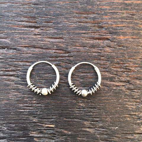 Sterling Silver Balinese Hoop Earrings