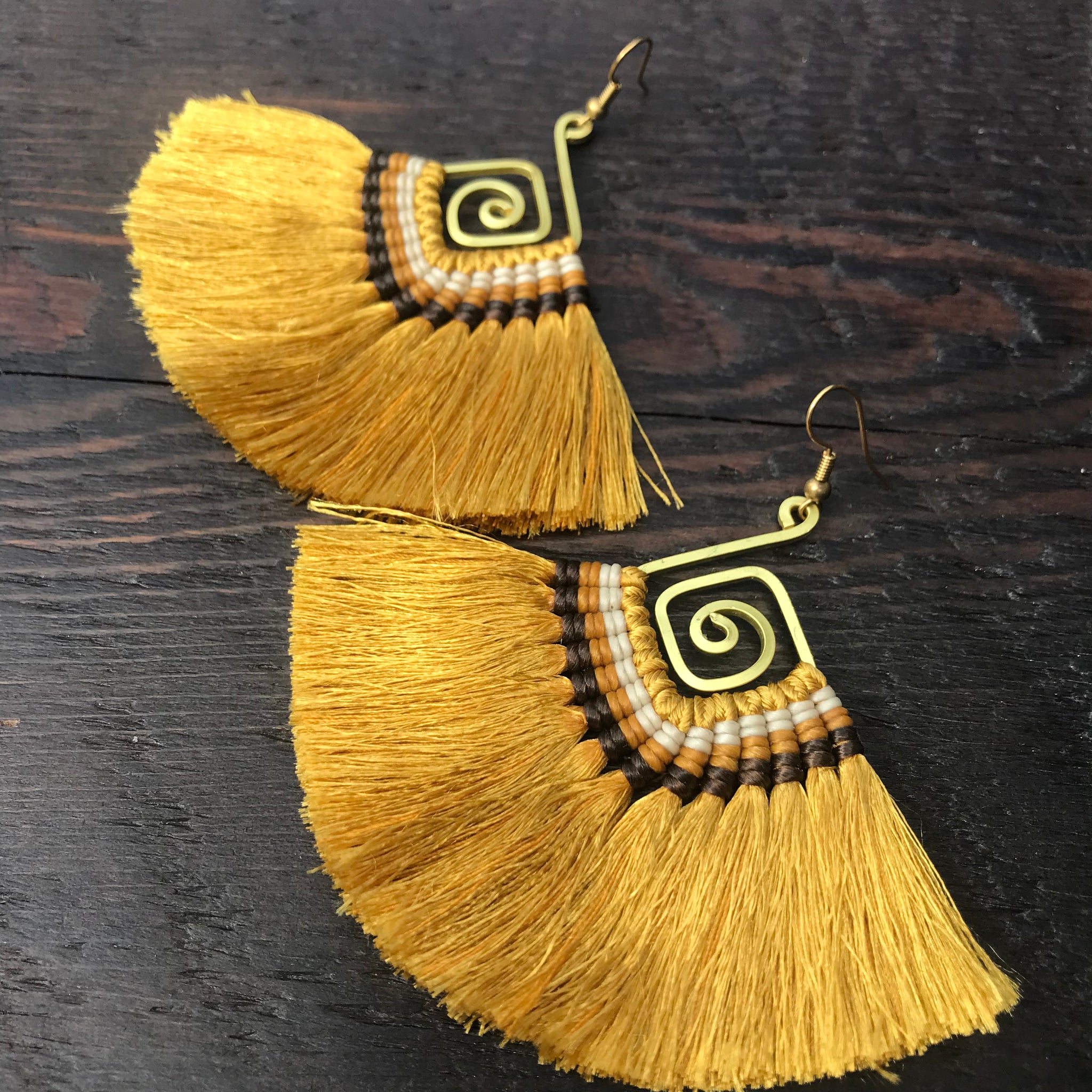 Handmade Tassel & Abstract Spiral Earrings