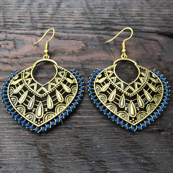 ‘Ethnic Vibes’ Heart Shaped Ethnic Design Statement Earrings