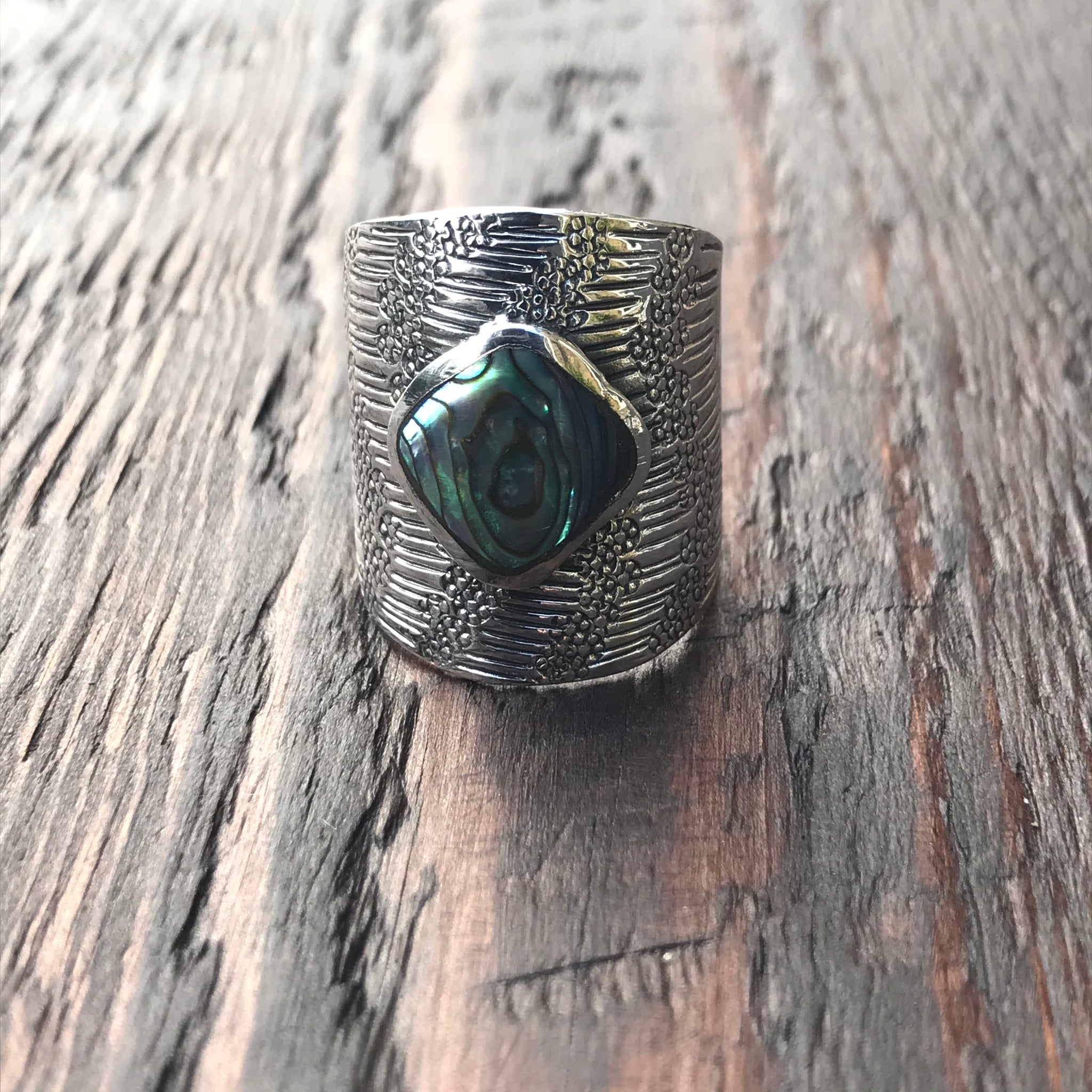 Mayan Sterling Silver & Abalone Shell Ring